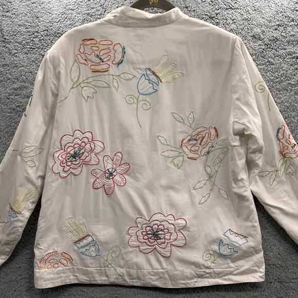 Vintage Alex Kim Women's Large Floral Embroidered Jacket Button Up Lined‎ EUC - Picture 10 of 11